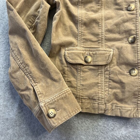 Villager Womens Corduroy Jacket 12 Beige Stretch Button Front Classic Retro Y2K - Picture 2 of 12